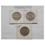 1934, 1933-S, 1929-S  Walking Liberty Half Dollar