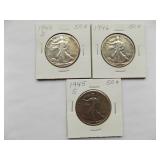 1945-S, 1946, 1946-D Walking Liberty Half Dollar