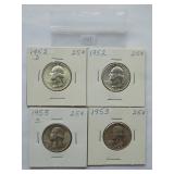 WASHINGTON QUARTERS  1952, 1952-D, 1953-S 1953