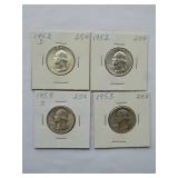 WASHINGTON QUARTERS  1952, 1952-D, 1953-S 1953