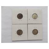 1941-D, 1941, 1940-D, 1939-S Mercury dime