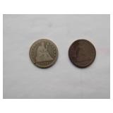 1876, 1878 Seated Qtr
