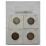 1915-D, 1915-S, 1916, 1916-D Barber Quarter