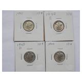 1940, 1940-D, 1940-S, 1941 Mercury Dime