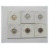 1944-D, 1944-S, 1945, 1945-D, 1945-S, 1945-S Mercury dimes