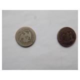 1876, 1878 Seated Qtr