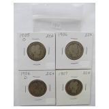 1905-O, 1906, 1906-D, Barber Quarter