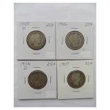 1905-O, 1906, 1906-D, Barber Quarter