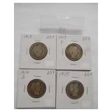 1913, 1913-D, 1914-D, Barber Qtr