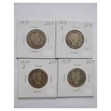 1913, 1913-D, 1914-D, Barber Qtr