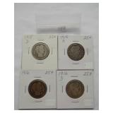 1915-D, 1915-S, 1916, 1916-D Barber Quarter