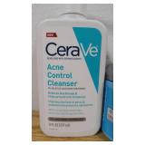 Lot of 3 CeraVe Skin Care Products-Acne Control-8 fl oz-Psoriasis Cream-8fl oz-Hydrating Foaming Oil-12fl oz