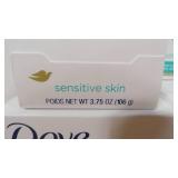Lot of 14 Dove Sensitive Skin Gentle Beauty Bar Soap, Unscented, 3.75 oz