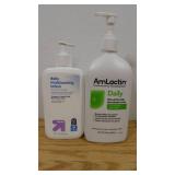 Lot of 2 Daily Moisturizers-AmLactin-20oz & Up & Up-12oz