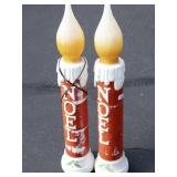 Vintage Pair of Empire NOEL Blow Mold Christmas Candles 40" - Working