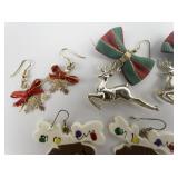 Group of 3  X-Mas Reindeer & Snowflake Base Metal French Wire Earrings .