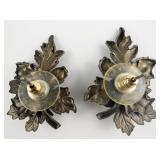Art Nouveau Enamel Jasper Leafy gold Tone Base Metal Post Back Pierced Earrings.