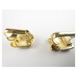 Super Cute Mini Red Enamel Present gold Tone Base Metal Clip-On Earrings .