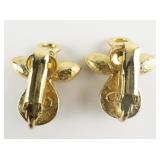 AVON Rhinestone & Pearl Angel gold Plated Base Metal Clip-On Earrings .