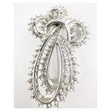 Nolan Miller Bright Rhinestone Silver Tone Base Metal Brooch .