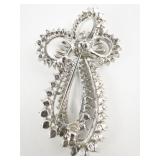 Nolan Miller Bright Rhinestone Silver Tone Base Metal Brooch .