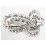 Nolan Miller Bright Rhinestone Silver Tone Base Metal Brooch .