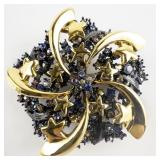 Joan Rivers Starry Night Galaxy Swirling Star Gold Tone Base Metal Brooch .