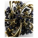 Joan Rivers Starry Night Galaxy Swirling Star Gold Tone Base Metal Brooch .
