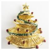 Gorgeous Enamel Christmas Tree Gold Plated Base Metal Brooch .