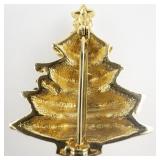 Gorgeous Enamel Christmas Tree Gold Plated Base Metal Brooch .