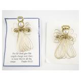 Hand Made  Set Of Two Wired Angels  Gold Tone Base Metal Brooches.