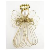 Hand Made  Set Of Two Wired Angels  Gold Tone Base Metal Brooches.