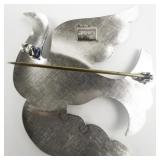 James H. Hall  Flying Dove Sterling Silver Brooch .