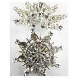 Set Of Two Rhinestone Star Silver Tone Base Metal Brooches.