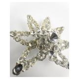 Set Of Two Rhinestone Star Silver Tone Base Metal Brooches.