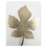 Vintage Maple Leaf Gold Tone Base Metal Brooch .