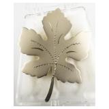 Vintage Maple Leaf Gold Tone Base Metal Brooch .