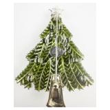 AVON 2008 5Th Annual X-Mas Tree With Handing Rhinestone Ornaments Silver Tone Base Metal Brooch .