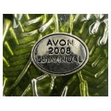 AVON 2008 5Th Annual X-Mas Tree With Handing Rhinestone Ornaments Silver Tone Base Metal Brooch .