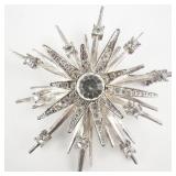 AVON Starburst Rhinestone Silver Tone Base Metal Brooch .