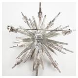 AVON Starburst Rhinestone Silver Tone Base Metal Brooch .