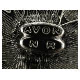 AVON Starburst Rhinestone Silver Tone Base Metal Brooch .