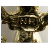 AVON Angel Christmas Guardian Pearl Gold Tone Base Metal Brooch .