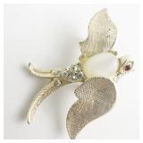 TRIFARI ***JELLY BELLY*** Rhinestone Accented Swallow Gold Plated Base Metal Brooch .