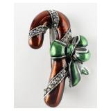 Enameled Rhinestone Candy Cane 