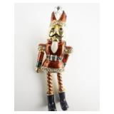 AVON Christmas Nutcracker Toy Soldier Gold Plated Base Metal Brooch . Legs & Arms Swing