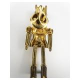 AVON Christmas Nutcracker Toy Soldier Gold Plated Base Metal Brooch . Legs & Arms Swing