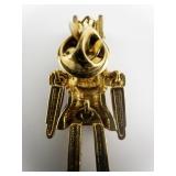 AVON Christmas Nutcracker Toy Soldier Gold Plated Base Metal Brooch . Legs & Arms Swing