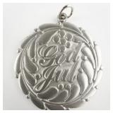 ***RUNE TENNESMED*** "God Jul" Silver Tone Pewter Christmas Ornament .
