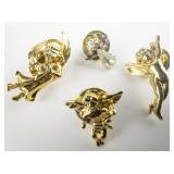 Group of 4  Angel Gold Tone Base Metal Lapel Pins.